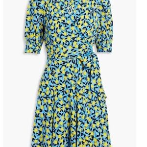 Diane Von Furstenberg Blue and Yellow Floral Midi Dress